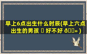 早上6点出生什么时辰(早上六点出生的男孩 ☘ 好不好 🌻 )